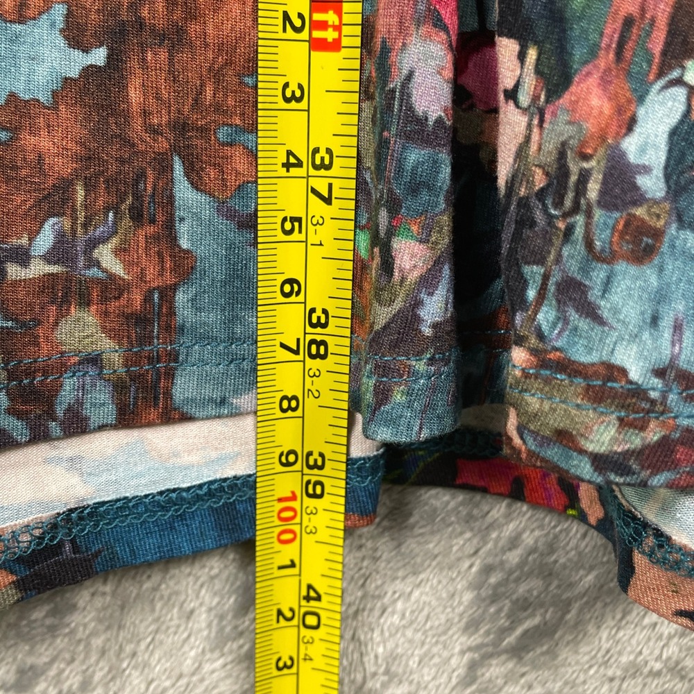 Peruvian Connection Dress Womens M Teal Floral Very Good Sleeveless Tiered Hem - Picture 9 of 9